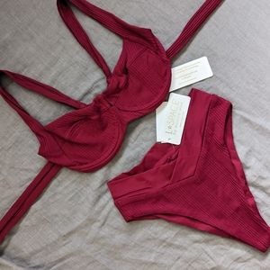 L*Space Camellia Court Bikini Set Cabernet